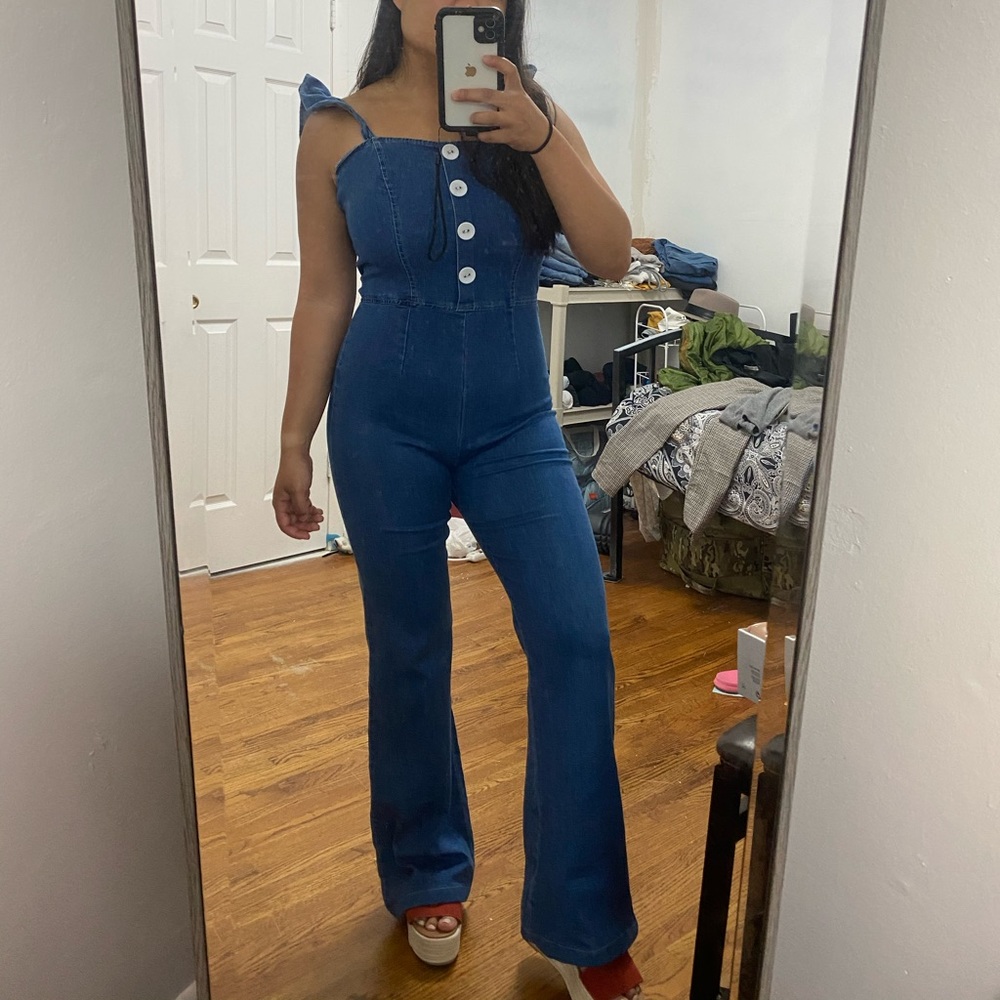 Molly Green Denim Jumpsuit